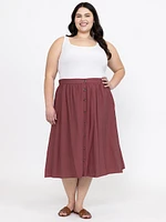 Women's Button Front Midi Skirt