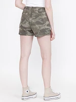 Women's High Rise Stretch Camo Cargo Shortie