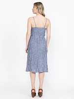Women's Stripe Laceup Midi Dress