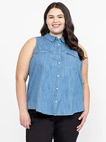Women's Sleeveless Denim Shirt