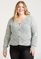 Women's Melange Button Up Cardigan