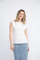 Women's Rib Ruffle Sleeve Tee