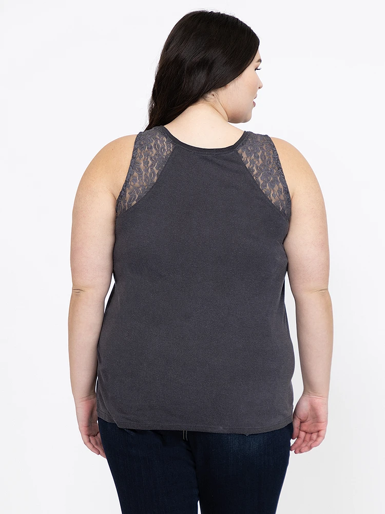 Women's Washed Tank With Lace