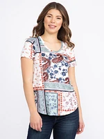 Women's Patchwork Scoop Neck Tee