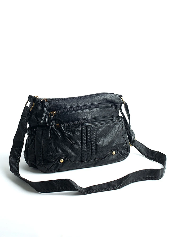 Women's Washed PU Crossbody Bag