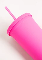 24oz Rubber Coated Fuschia Tumbler