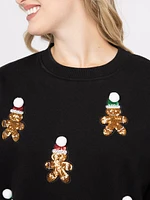 Women's Sequin Gingerbread Sweatshirt