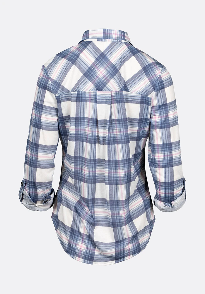 Women's Half Zip Knit Plaid Shirt