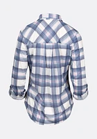 Women's Half Zip Knit Plaid Shirt