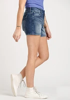 Women's 2 Button Jean Shortie with Back Flap Pockets