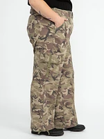 Women's Plus 2 Button Camo Baggy Cargo Pants