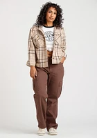 Women's Crop Plaid Hoodie