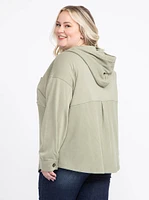 Women's Button Front Hooded Shirt