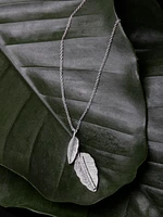 Women's Leaf with Pave Stud Necklace