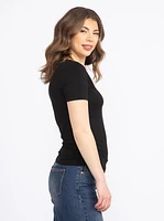 Women's Crew Neck Side Ruched Tee