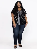 Women's Embroidered Keyhole Top