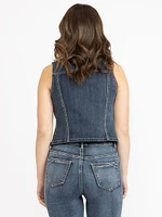 Women's Medium dark wash Cropped Denim Vest