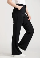 Women's High Rise Black Crepe Knit Wide Leg Pant