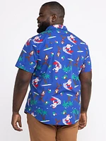 Men's Surfing Santa  Resort Shirt