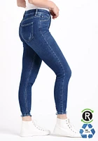 Women's High Rise Chewed Hem Ankle Skinny Jeans