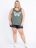 Women's Lace Butterfly Scoop Neck Tank