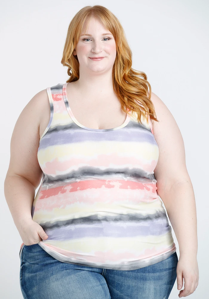 Watercolor Stripe Scoop Neck Tank