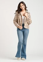 Women's Crop Plaid Hoodie