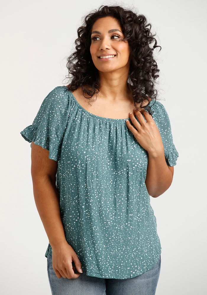 Women's Dot Print Peasant Top