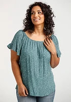 Women's Dot Print Peasant Top