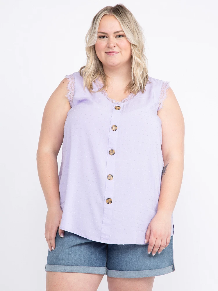 Women's Sleeveless Button Front Top