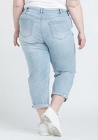 Women's Plus Destroyed Cuffed Girlfriend Jeans