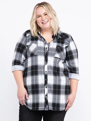 Women's Knit Plaid Tunic