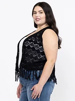 Women's Crochet Fringe Vest