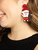 Women's Surfing Santa Beaded Earrings