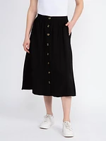 Women's Button Front Midi Skirt