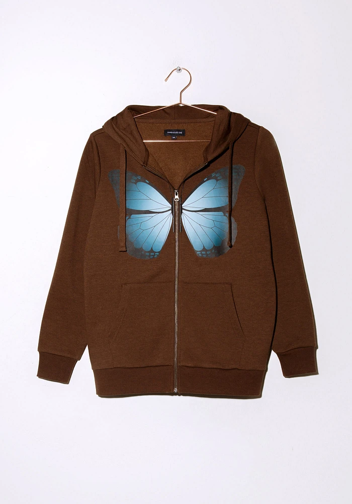 Women's Butterfly Print Full Zip