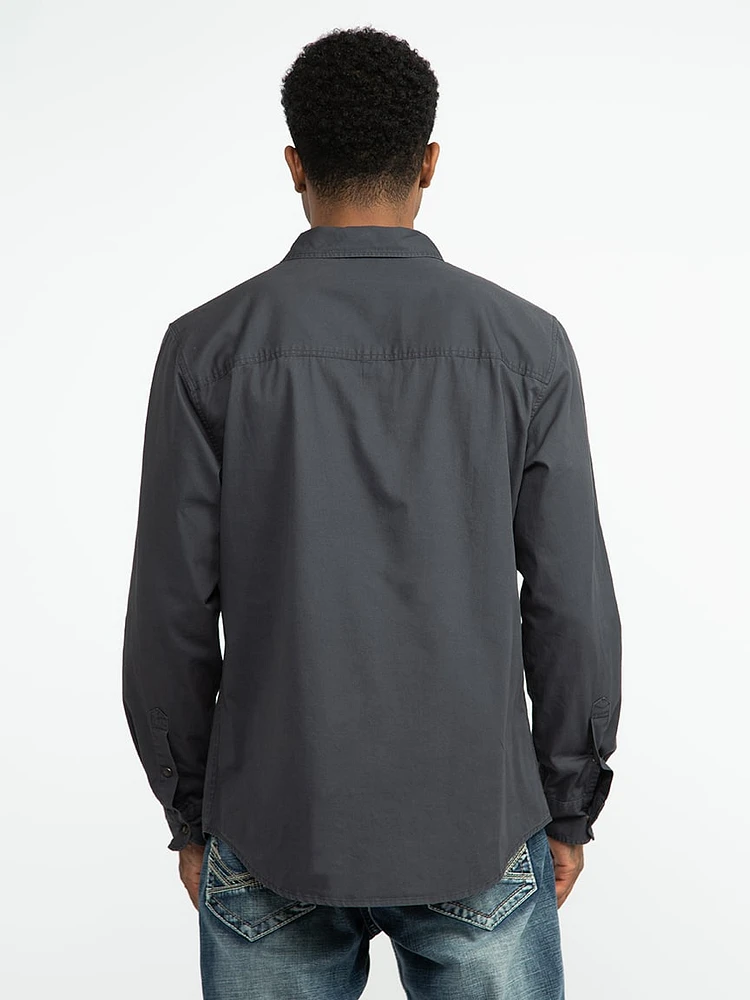 Men's Solid Washed Poplin Shirt