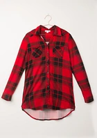 Women's Brushed Knit Plaid Tunic Shirt