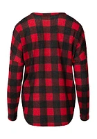 Women's Buffalo Plaid Tie Front Top