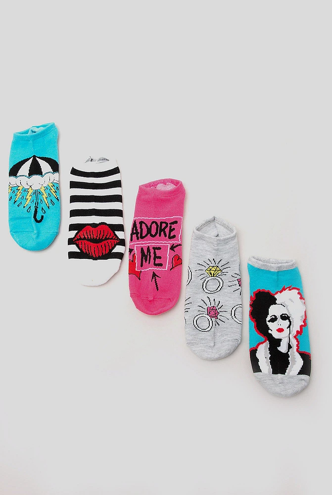 Women's 5 Pk Cruella No Show Socks