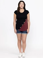 Women's Buttons Colour Block Top
