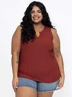 Women's Ribbed Split Neck Tank