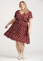 Women's Floral Flutter Sleeve Dress