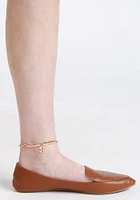 Women's Peach Bead Gold Chain Anklet