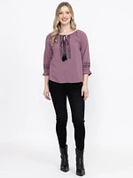Women's Printed Peasant Top
