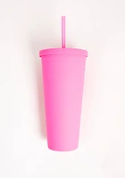 24oz Rubber Coated Fuschia Tumbler