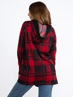 WOMEN'S PLAID HOODED WRAP