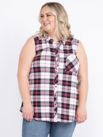 Women's Sleeveless Plaid Shirt
