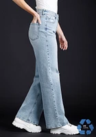 Women's High Rise Destroyed Wide Leg Jeans