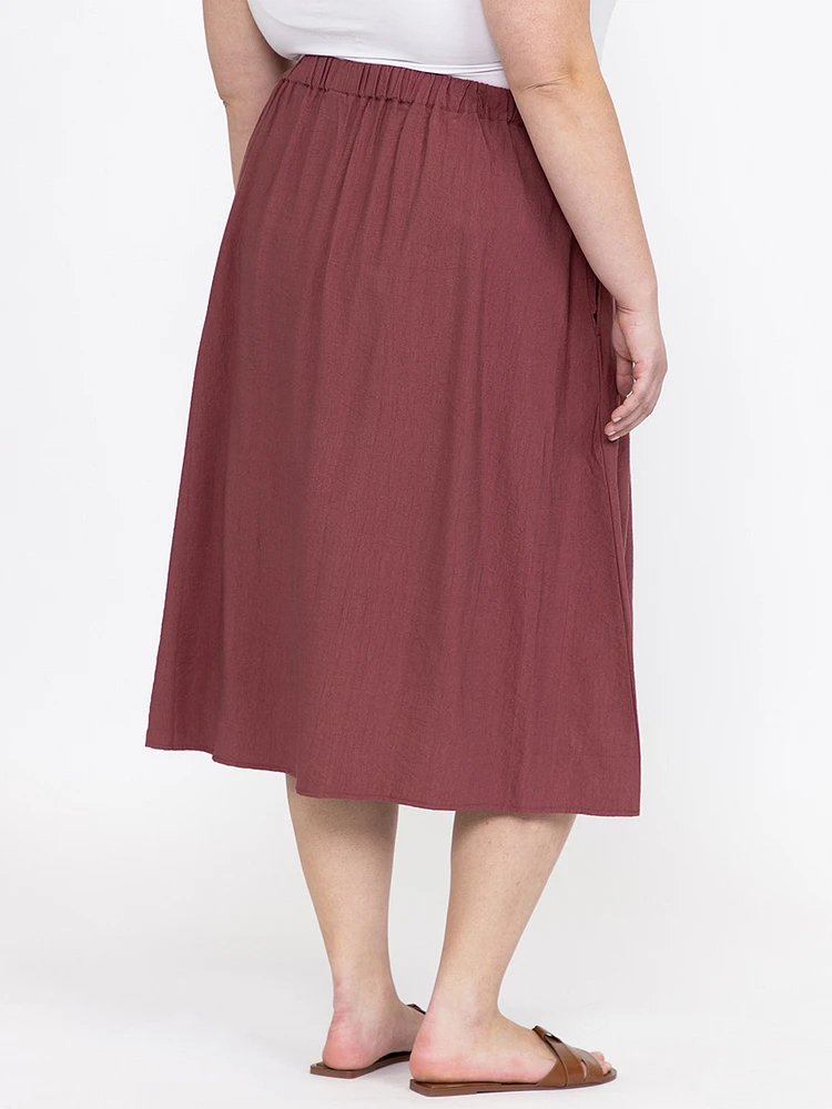 Women's Button Front Midi Skirt